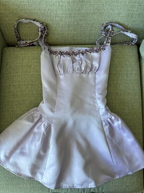 Lilac Girl's Satin Dance Costume Dress